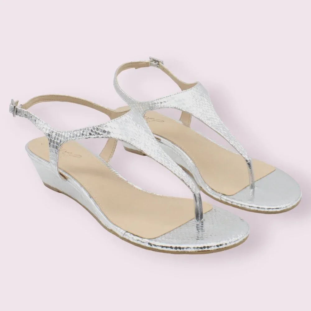 Jewel Badgley Mischka Womens Silver Snake Sandals - Picture 1 of 8